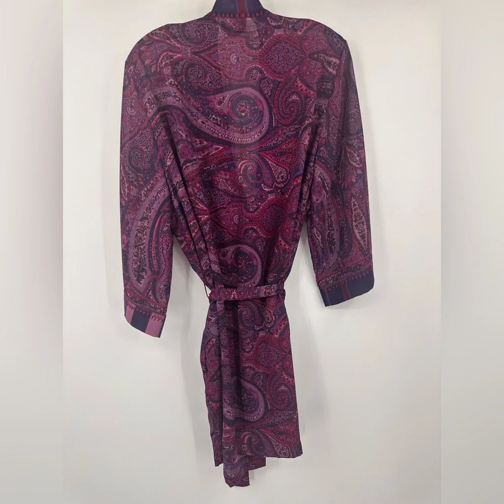 Lejaby Paris Multicolor Purple Pink Print Midi Robe Womens Medium | U308